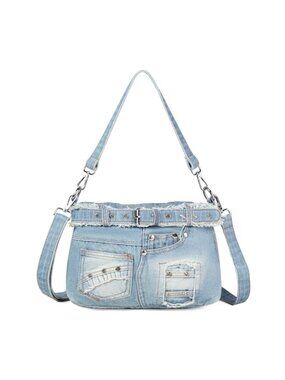 Denim Crossbody Bag Small Denim Purse Adjustable Strap Women Handbag